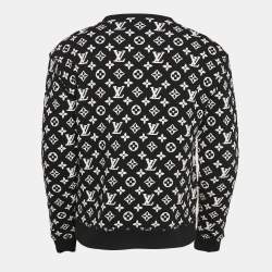 Louis Vuitton Black/White Monogram Heavy Knit Crew Neck Sweatshirt XS