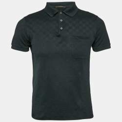 مملوكة مسبقًا Louis Vuitton Black Damier Cotton Pique Polo T-Shirt XS
