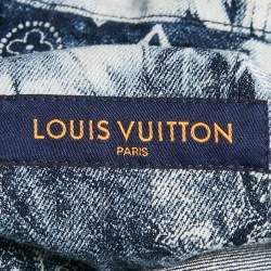 Pre Owned Louis Vuitton Blue Monogram  Bandana Denim Short Sleeve Shirt M