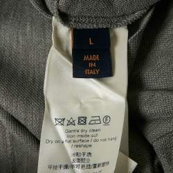 Pre Owned Louis Vuitton Grey LV Embroidered Cotton Pique Polo T-Shirt L