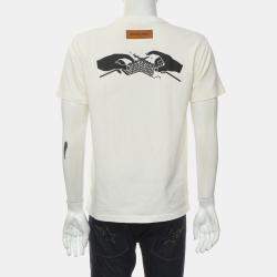 Louis Vuitton Broken White Cotton Cable Pattern Printed T-Shirt S