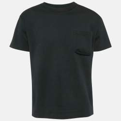 Louis Vuitton Black Cotton Logo Jacquard Knit T-Shirt S