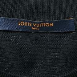 Louis Vuitton Black Cotton Logo Jacquard Knit T-Shirt S
