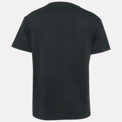 Louis Vuitton Black Cotton Logo Jacquard Knit T-Shirt S