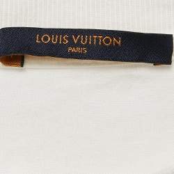 Louis Vuitton White Cotton Logo Jacquard Knit T-Shirt M