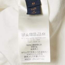 Louis Vuitton White Cotton Logo Jacquard Knit T-Shirt M