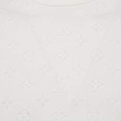 Louis Vuitton White Cotton Logo Jacquard Knit T-Shirt M