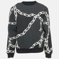 Louis Vuitton Black Quilted 3D Effect Chain Knit Sweatshirt M
