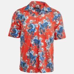 Louis Vuitton Red Printed Cotton Half Sleeve Shirt S