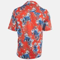 Louis Vuitton Red Printed Cotton Half Sleeve Shirt S