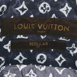 Louis Vuitton Navy Blue Logo Print Cotton Button Front Shirt M