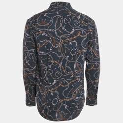 Louis Vuitton Navy Blue Twisted Chain Monogram Print Viscose Shirt S