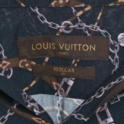 Louis Vuitton Navy Blue Twisted Chain Monogram Print Viscose Shirt S