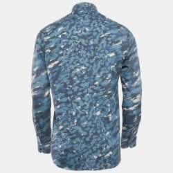 Louis Vuitton Blue Camouflage Print Button Front Shirt M