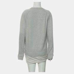 Louis Vuitton Light Grey, Neon Green Logo Embroidered Sweater SZ S