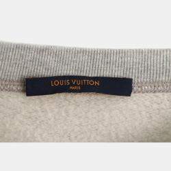 Louis Vuitton Light Grey, Neon Green Logo Embroidered Sweater SZ S
