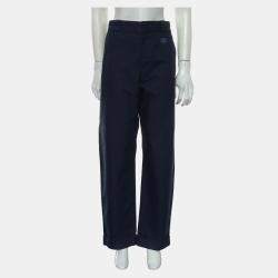Pre Owned Louis Vuitton Blue Cotton Long Pants FR Waist Men 44