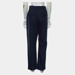 Pre Owned Louis Vuitton Blue Cotton Long Pants FR Waist Men 44