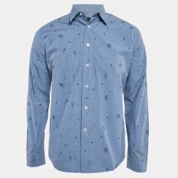Louis Vuitton Blue Printed Cotton Regular Fit Shirt M