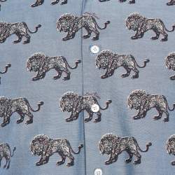 مملوكة مسبقًا Louis Vuitton Blue Lion Print Cotton Shirt M