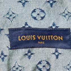 Pre Owned Louis Vuitton Blue Logo Jacquard Denim Hooded Zip-Up Jacket S