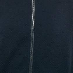 Louis Vuitton Navy Blue Logo Jacquard Knit Zip-Up Jacket XXL