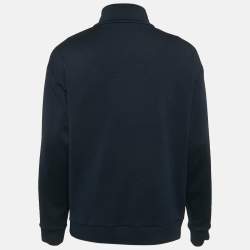 Louis Vuitton Navy Blue Logo Jacquard Knit Zip-Up Jacket XXL