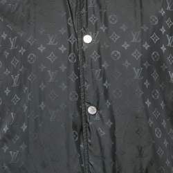 Louis Vuitton Black Leather Reversible Button Front Jacket XL