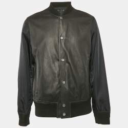 Louis Vuitton Black Leather Reversible Button Front Jacket XL