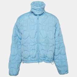 Louis Vuitton Blue Monogram Quilted Crepe Zip-Up Jacket S