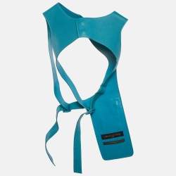 Pre Owned Louis Vuitton Lake Blue Leather Tactical Plain Rainbow Vest S