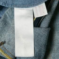 Louis Vuitton Blue Denim Leather Tab Detail Regular Jeans L Waist 35"