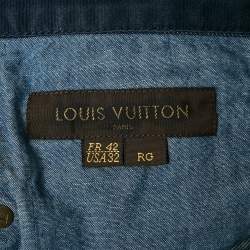 Louis Vuitton Blue Denim Leather Tab Detail Regular Jeans L Waist 35"