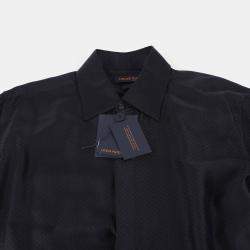 Louis Vuitton Navy Silk Evening Regular Long Sleeve Shirt Size 39