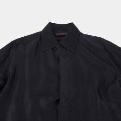 Louis Vuitton Navy Silk Evening Regular Long Sleeve Shirt Size 39
