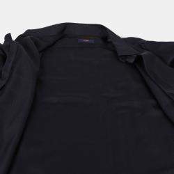 Louis Vuitton Navy Silk Evening Regular Long Sleeve Shirt Size 39