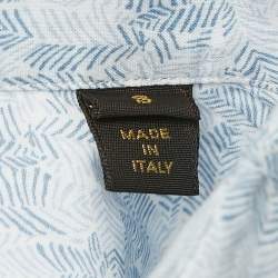 Louis Vuitton Blue Damier Ebene Print Cotton Button Front Shirt S