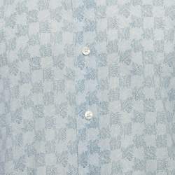 Louis Vuitton Blue Damier Ebene Print Cotton Button Front Shirt S