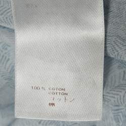 Louis Vuitton Blue Damier Ebene Print Cotton Button Front Shirt S