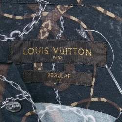 Louis Vuitton Navy Blue Twisted Chain Print Crepe Long Sleeve Shirt M