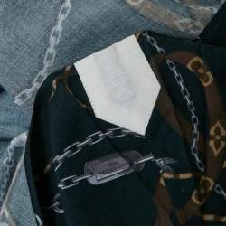Louis Vuitton Navy Blue Twisted Chain Print Crepe Long Sleeve Shirt M