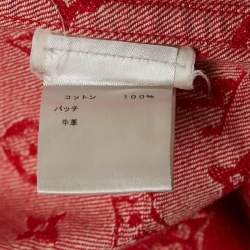 Louis Vuitton x Supreme Red Monogram Denim Baseball Shirt M