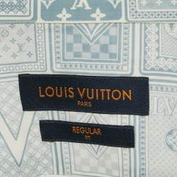 Louis Vuitton Blue LV Monogram Cards Print Cotton Short-Sleeve Shirt L