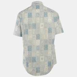 Louis Vuitton Blue LV Monogram Cards Print Cotton Short-Sleeve Shirt L