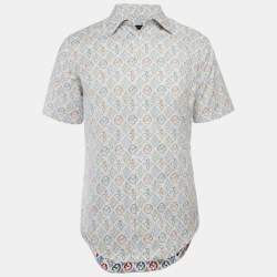 Louis Vuitton White Monogram Jacquard Short-Sleeve Shirt M