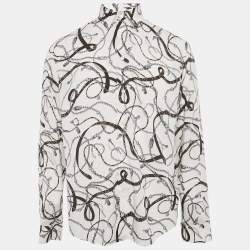 Louis Vuitton White Chain and Belt Print Crepe Shirt M
