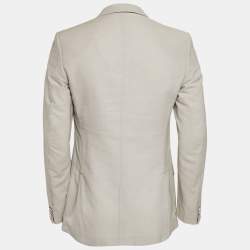 Louis Vuitton Beige Patterned Cotton Single Breasted Blazer L