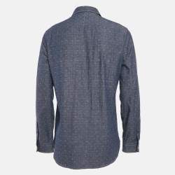 Louis Vuitton Blue Monogram Dobby Denim Button Front Shirt M