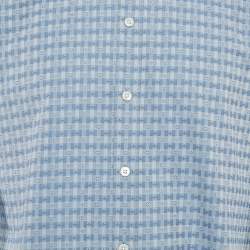Louis Vuitton Blue Checkered Monogram Dobby Cotton Button Front Shirt M