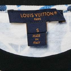 Louis Vuitton Blue Mix Monogram Print Cotton Crew Neck T-Shirt S